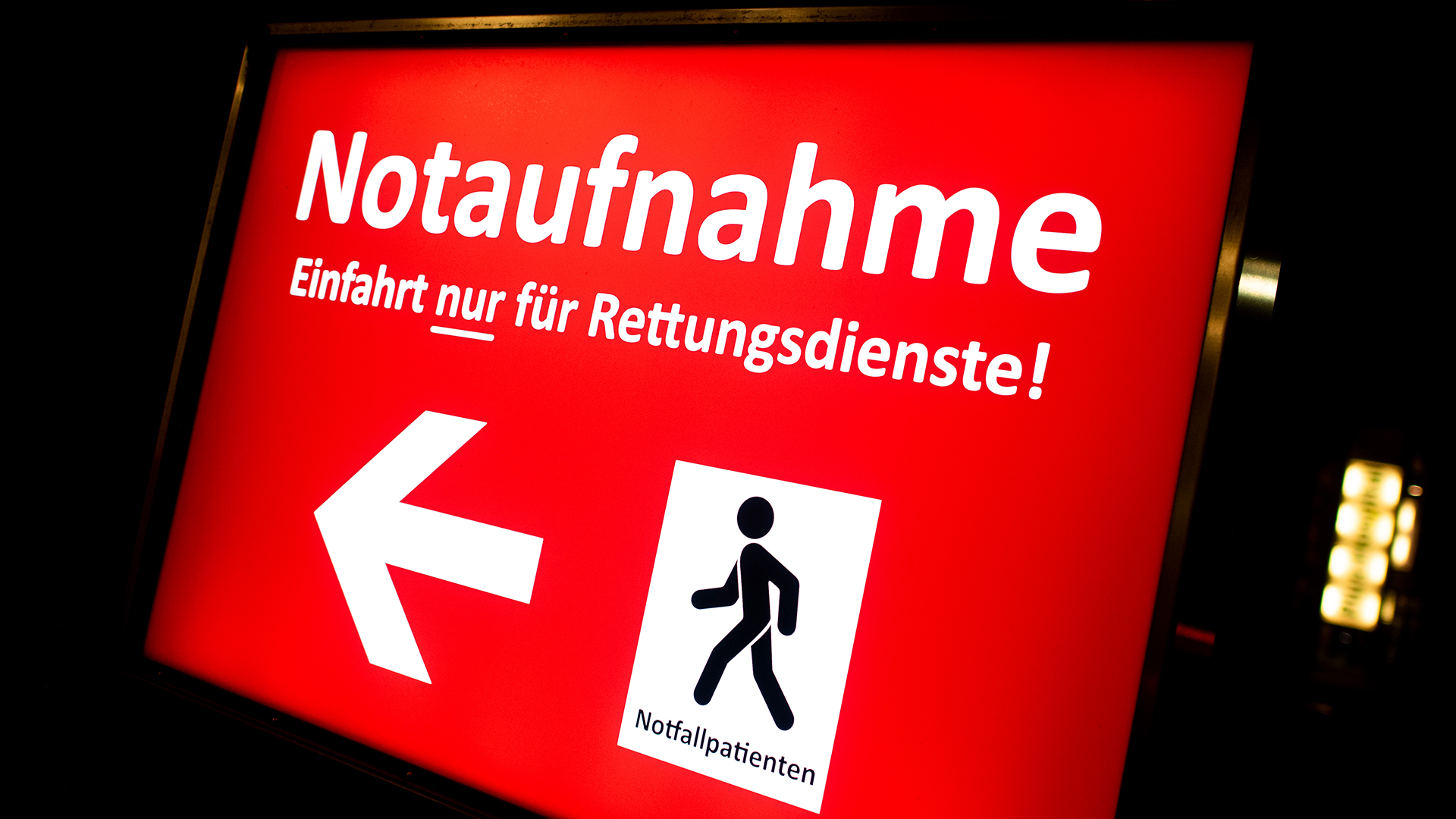 Ein Schild mit der Aufschrift "Notaufnahme" steht vor der Einfahrt zur Notaufnahme am Pius Hospital in Oldenburg. | dpa