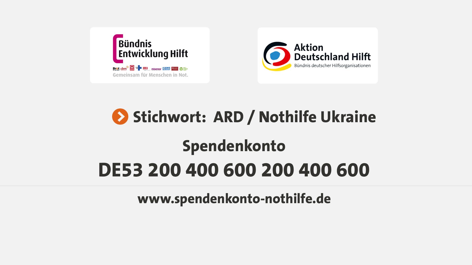 Spendentafel Nothilfe Ukraine | ARD-aktuell