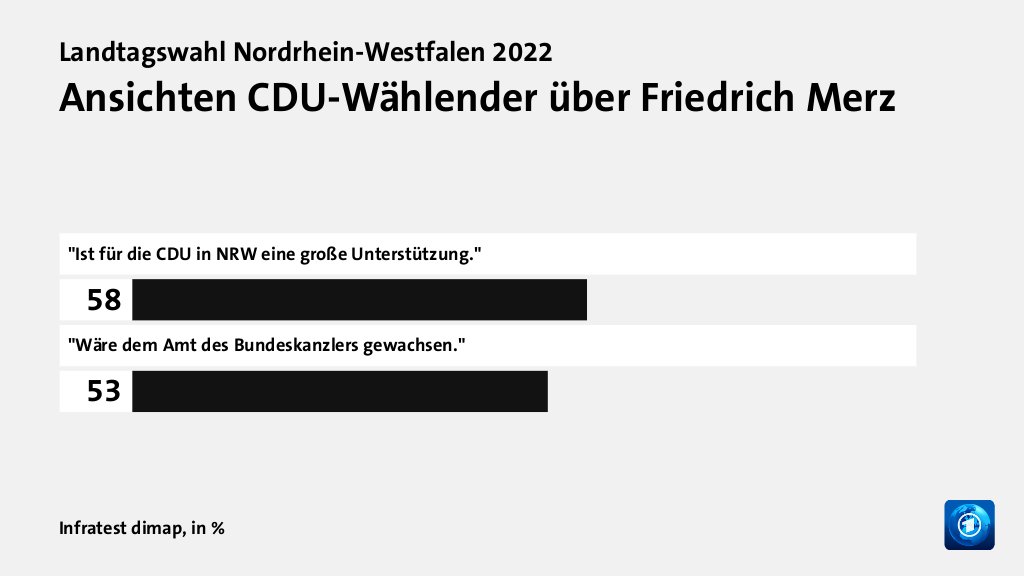 Ansichten CDU-Wählender über Friedrich Merz, in %: 