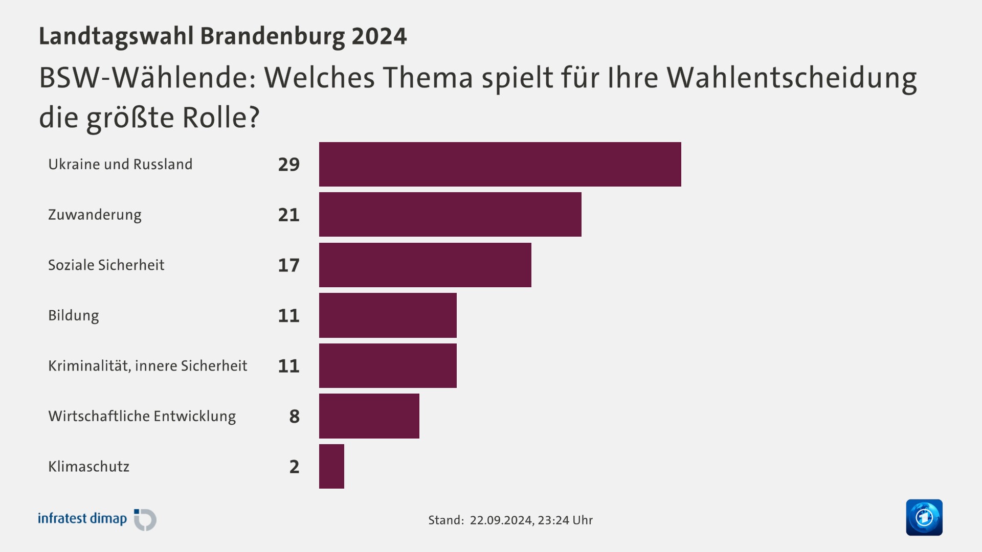 BSW-Wählende: Welches Thema spielt für Ihre Wahlentscheidung die größte Rolle?